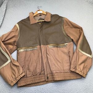 U2 Wear Me Out Jacket Mens 40 Brown Leather Canvas Full Zip Korea Vintage Coat